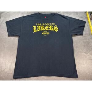 Los Angeles Lakers Nba Black Faded La California Og Font Gangsta Shirt Xl Basket